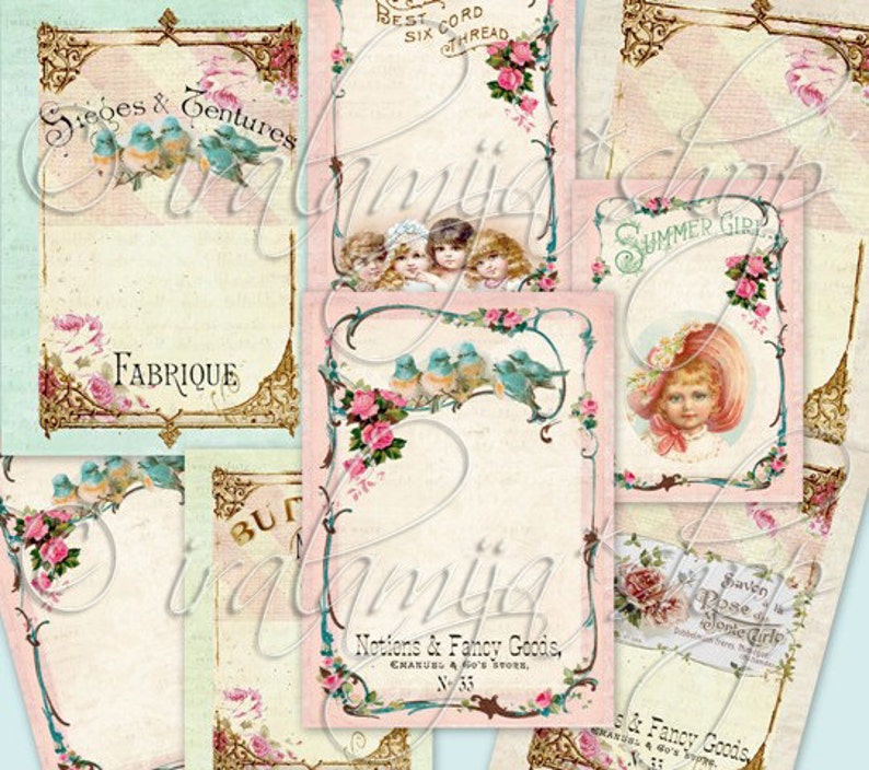 FANCY TAGS Collage Digital Images printable download file image 1