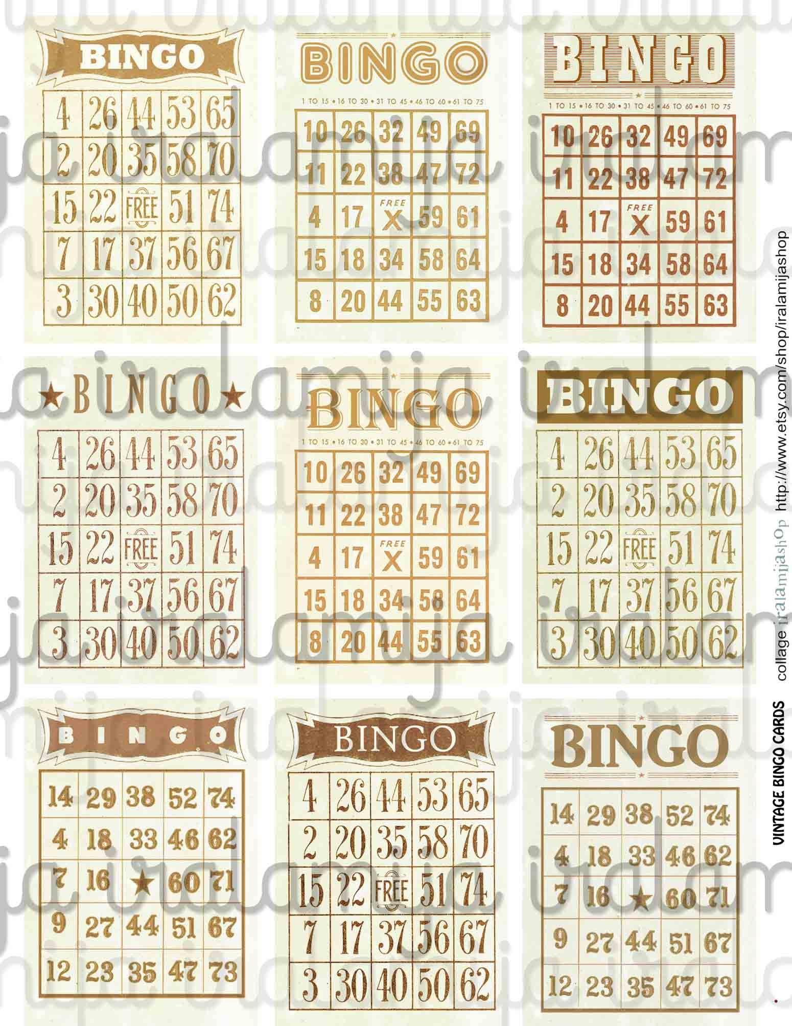 Printable Bingo Cards VINTAGE BINGO CARDS / Vintage Bingo Etsy Hong Kong