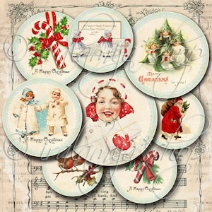 Printable Christmas Circles / HAPPY CHRISTMAS CIRCLES / Christmas Digital Images / Christmas printable download / Christmas / Circles / Card