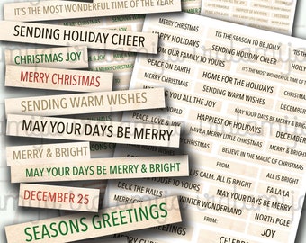 WEIHNACHTSWÖRTER - Gefühle - digitale Bilder - printable download - Digital Collage Sheet / druckbare Wörter / Weihnachtswörter / Junk Journal