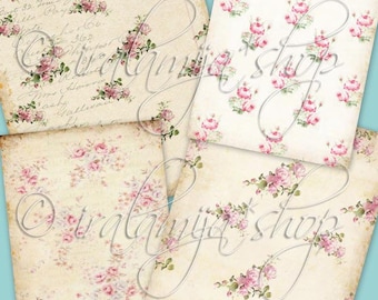 Junk Journal, PINK ROSES Papers, Floral, Roses, vintage Journaling, Digital Images -printable download file, Iralamijashop, Scrapbook