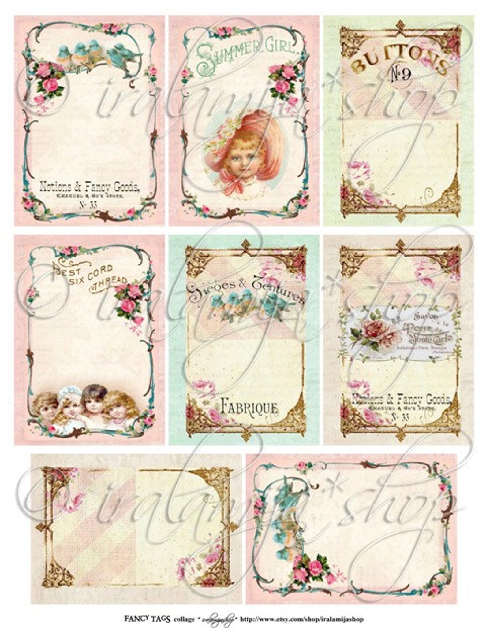 FANCY TAGS Collage Digital Images -printable Download File- - Etsy