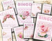 BINGO CARDS / ROSE Bingo Cards / Vintage Bingo Cards / Images / Vintage Style printable Bingo cards / Bingo Card / Pink Bingo Cards / Roses