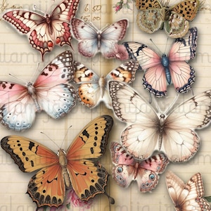 VINTAGE BUTTERFLIES Junk Journal,  Cut Outs, Spring Butterfly, Ephemera, Journal, Digital, Printable, Planner, Stickers, Iralamijashop, Tags