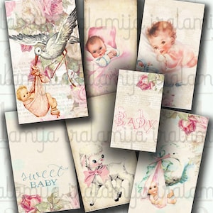 BABY Tags / BABY TAGS No 2 Printable Images / printable  Digital images /  Baby Tags /  Scrapbook / Junk Journal/ Baby Album / Vintage Baby