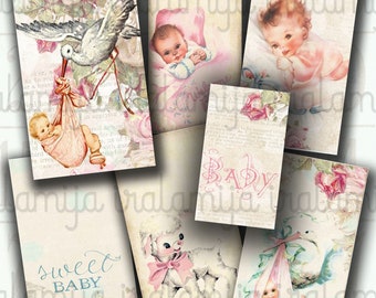 BABY Tags / BABY TAGS No 2 Printable Images / printable  Digital images /  Baby Tags /  Scrapbook / Junk Journal/ Baby Album / Vintage Baby