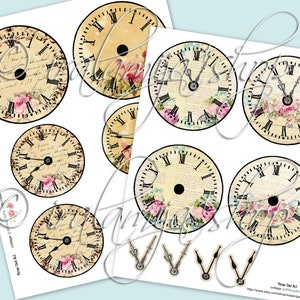 VINTAGE CLOCK No. 2 Printable / Digital Images / download /Printable Clock / scrapbook paper/ Vintage Clock / Clock Printable /Vintage Clock image 2