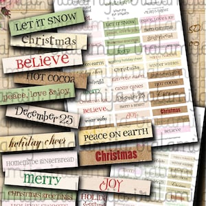 CHRISTMAS SENTIMENTS - Digital Download, Junk Journal, Kit, Paper,  Words, Iralamijashop, Printable, Card, Messages, Greetings, Sayings, Tag