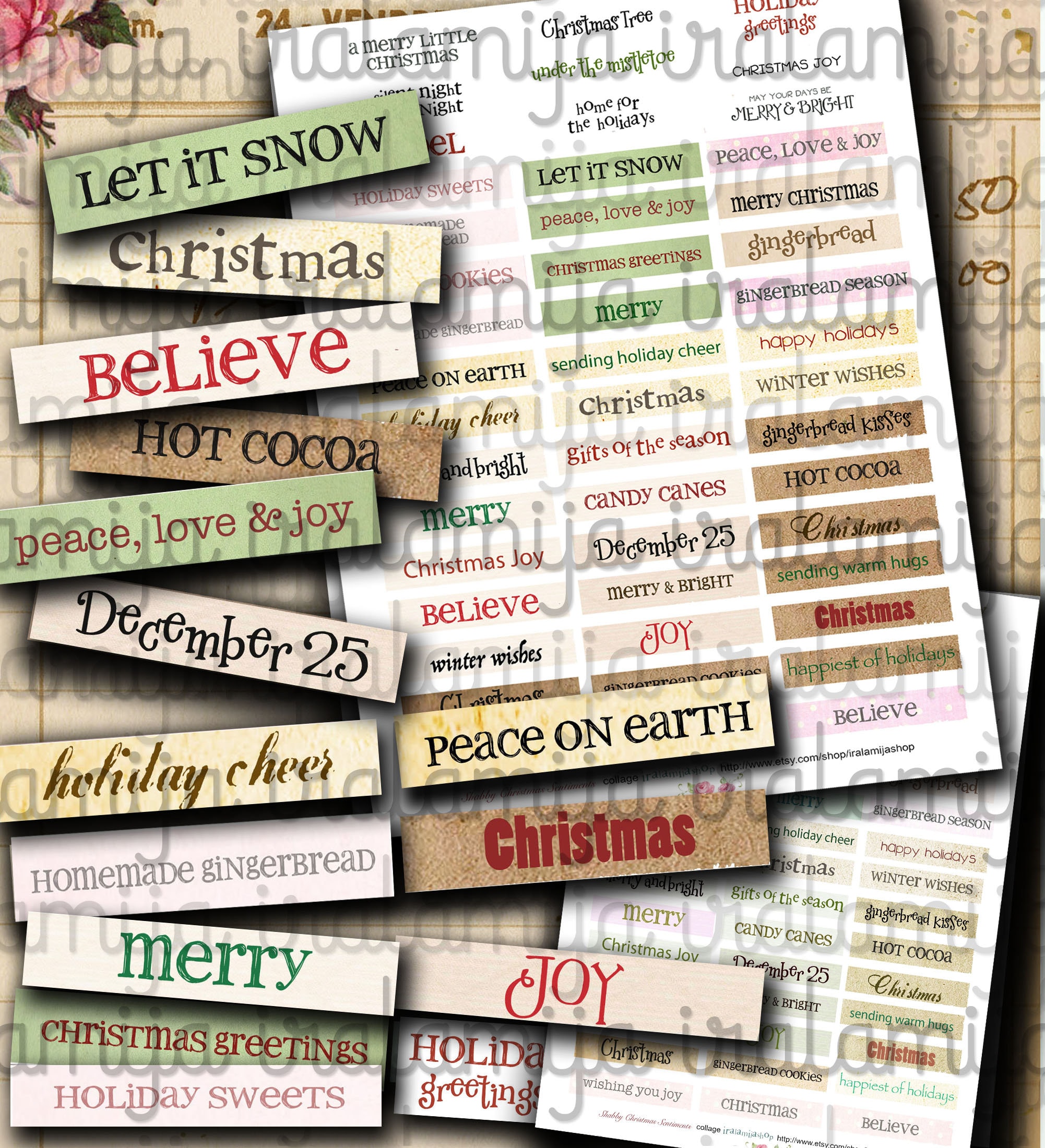 Sticker Festive WORD Christmas Wordfetti Sentiment, Phrase, Scrapbook,  Journaling Supplies 