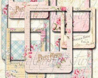 BIG PHOTO FRAMES Collage Digital Images - printable download file Digital Collage Sheet Vintage Paper Scrapbook