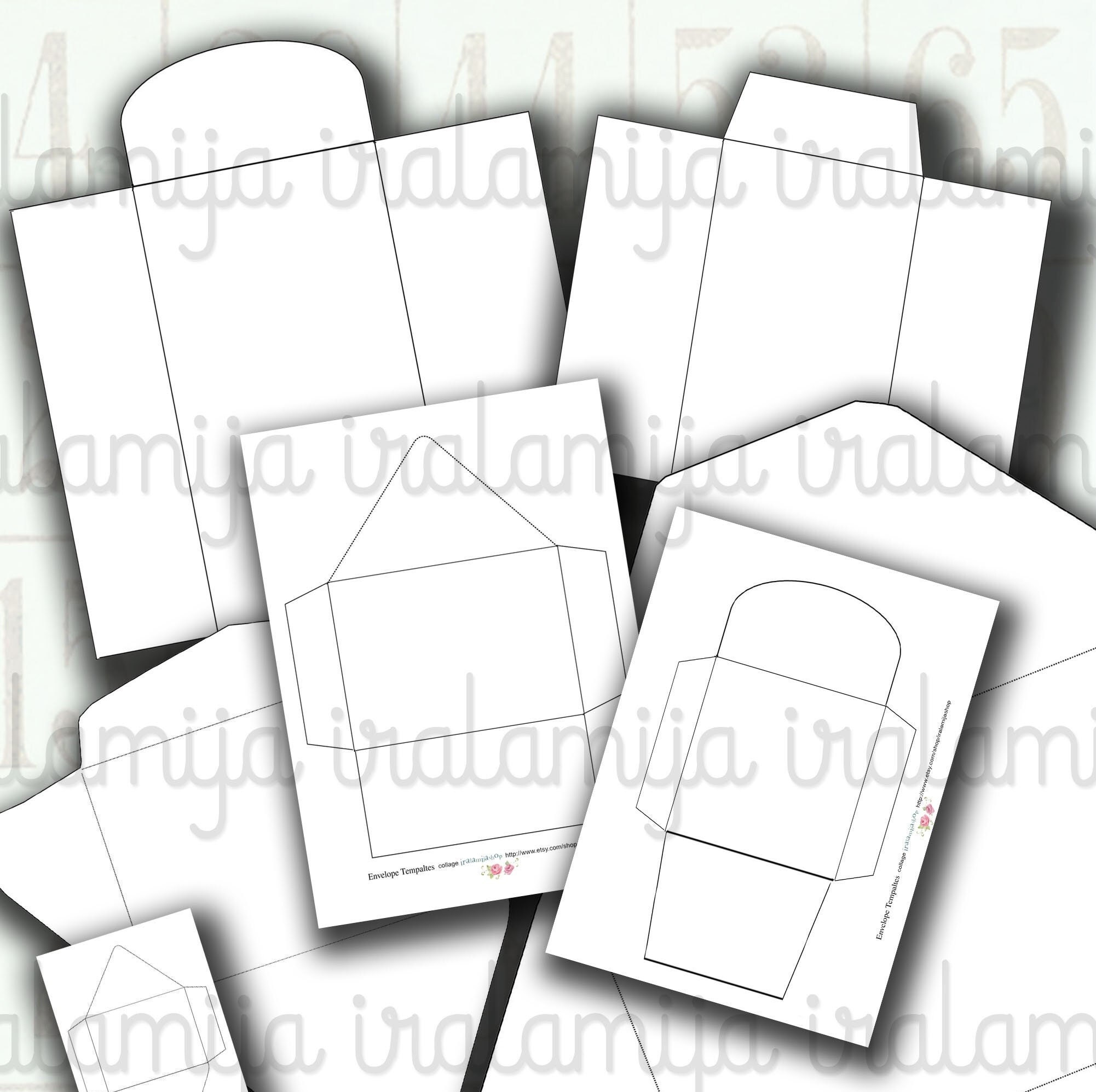 deli paper envelopes stencilled & stamped (2 diferent ways for junk  journals) 