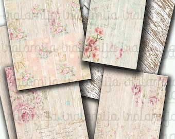 Druckbares Papier / SHABBY WOOD No. 2 Hintergründe / Collage Digitalbilder / Holz Papier / Digitales Papier / Junk Journal