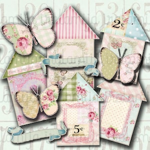 Printable Butterflies / SWEET HOME Digital Images / Printable Houses / House images/ Shabby House / House clip art / Planner / Junk Journal image 1