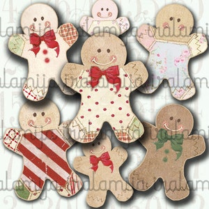Shabby GINGERBREAD Man Printable Images /printable download / Christmas Printable / Christmas/ Gingerbread Printable  / Gingerbread Man tags