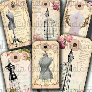 Printable Images / DRESS FORM TAGS / Digital Images / - Etsy