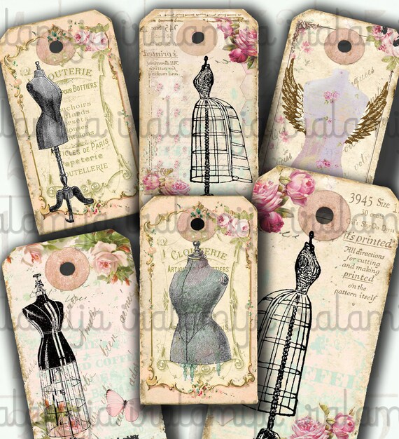 Printable Images / DRESS FORM TAGS / Digital Images / - Etsy