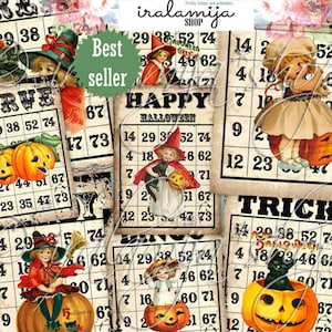 Afdrukbare Halloween-bingokaarten / HAUNTED BINGO-KAARTEN Collage / Halloween-bingoafbeeldingen / Afdrukbare Halloween-bingokaarten / Halloween / Kaarten