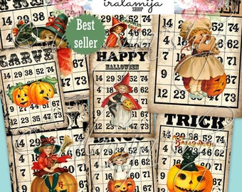 Printable Halloween Bingo Cards / HAUNTED BINGO CARdS Collage / Halloween Bingo Images / Halloween printable Bingo cards / Halloween / Cards