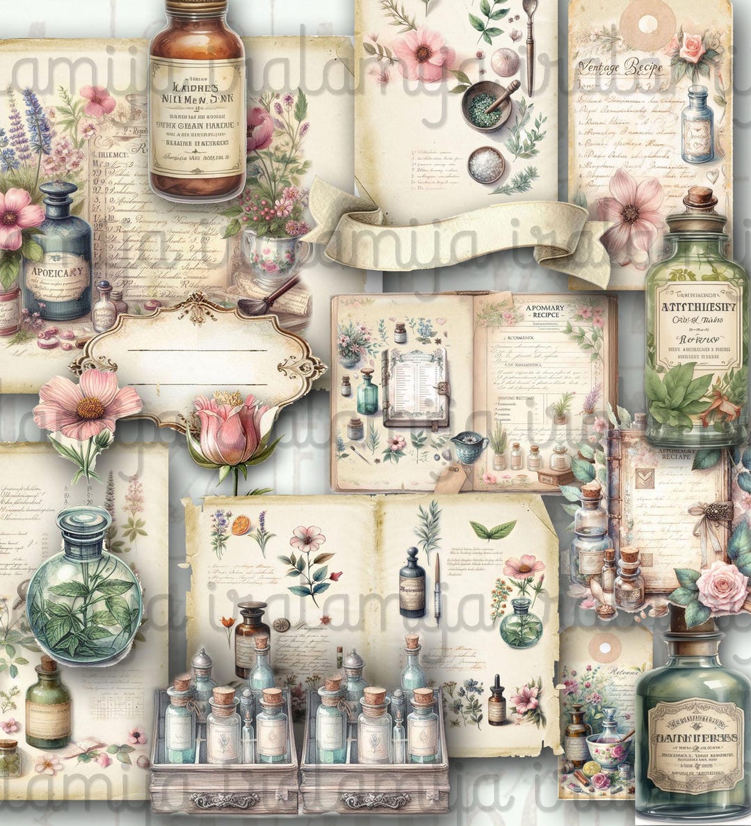 APOTHECARY Junk Journal Kit Printable Vintage Ephemera Apothecary ...