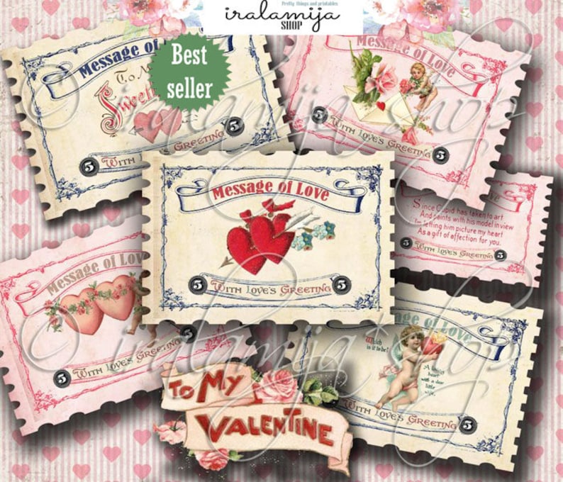 MESSAGE OF LOVE Printable Digital Images printable download / Valentines Day Printable / valentines Day / Valentines /Valentine /Love image 1