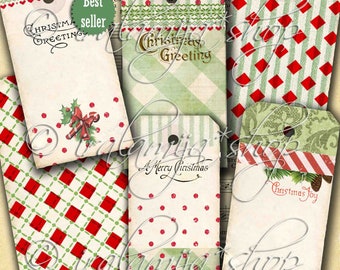 Christmas Tags / ANTIQUE CHRISTMAS No. 3 / Christmas printable download / Christmas Digital Paper / Scrapbook / Christmas Tag / Christmas