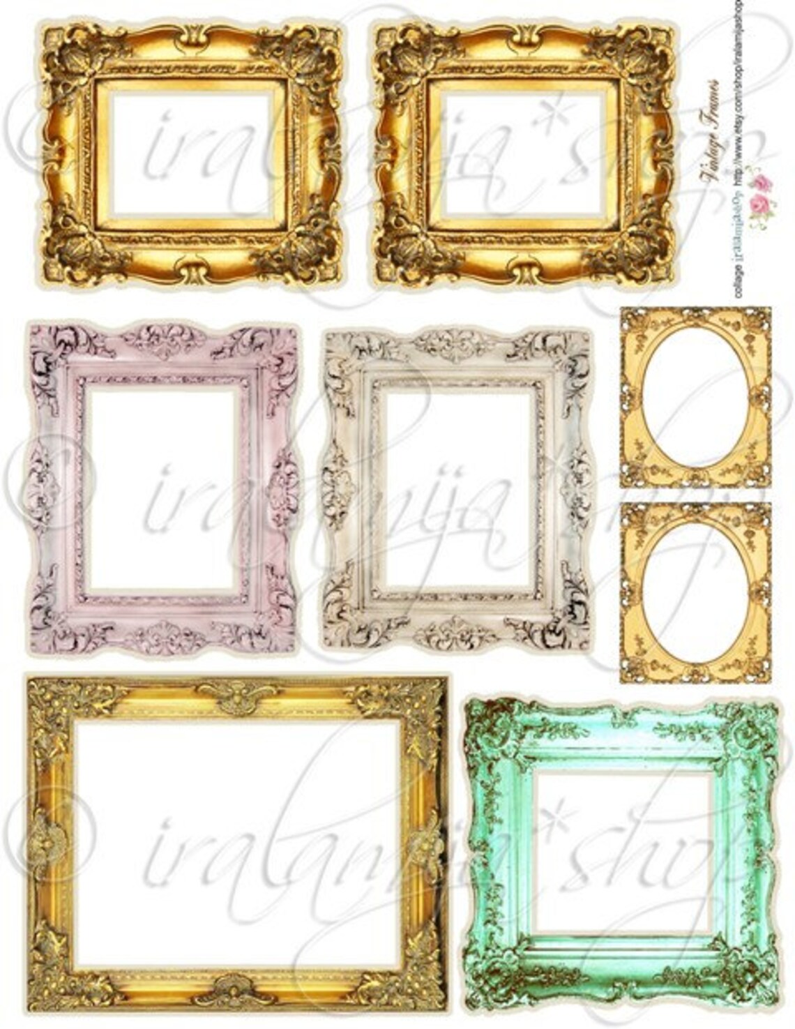 VINTAGE FRAMES Collage Digital Images printable download Etsy