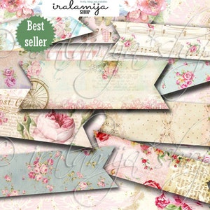 TIRAS DE BANNER Imagens digitais imprimíveis - download para impressão / Banners / Aniversário / Álbum de recortes / Tiras de banner / Tiras imprimíveis / Planejador