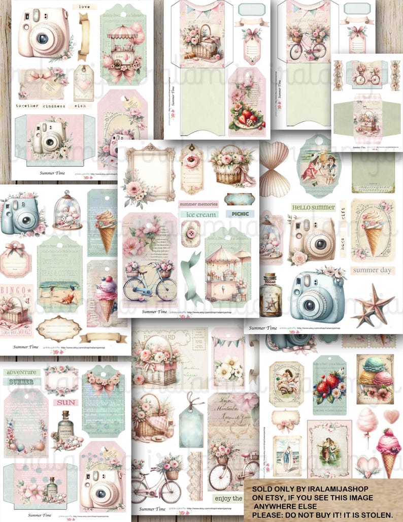 SUMMER TIME Junk Journal Kit Printable Vintage Ephemera Summer Junk ...