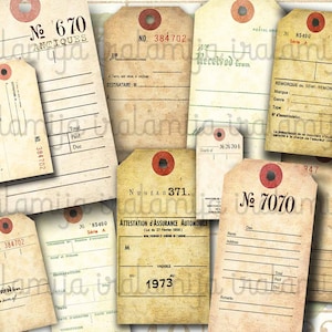 Oude tags nr. 1, verouderde tags, junkdagboek, plakboektags, digitale download, afdrukbaar, kortstondige, dagboektag, Iralamijashop, vintage stijltag