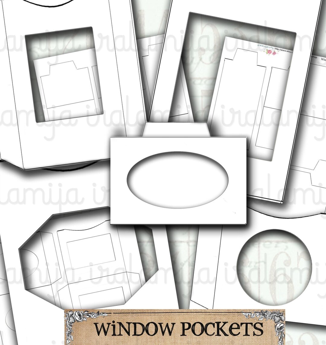 WINDOW POCKETS Junk Journal Pocket Template Digital Download File ...