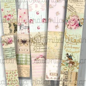 Colagem de TIRAS VINTAGE Imagens digitais - arquivo para download para impressão - Folha de colagem digital Papel vintage Scrapbook
