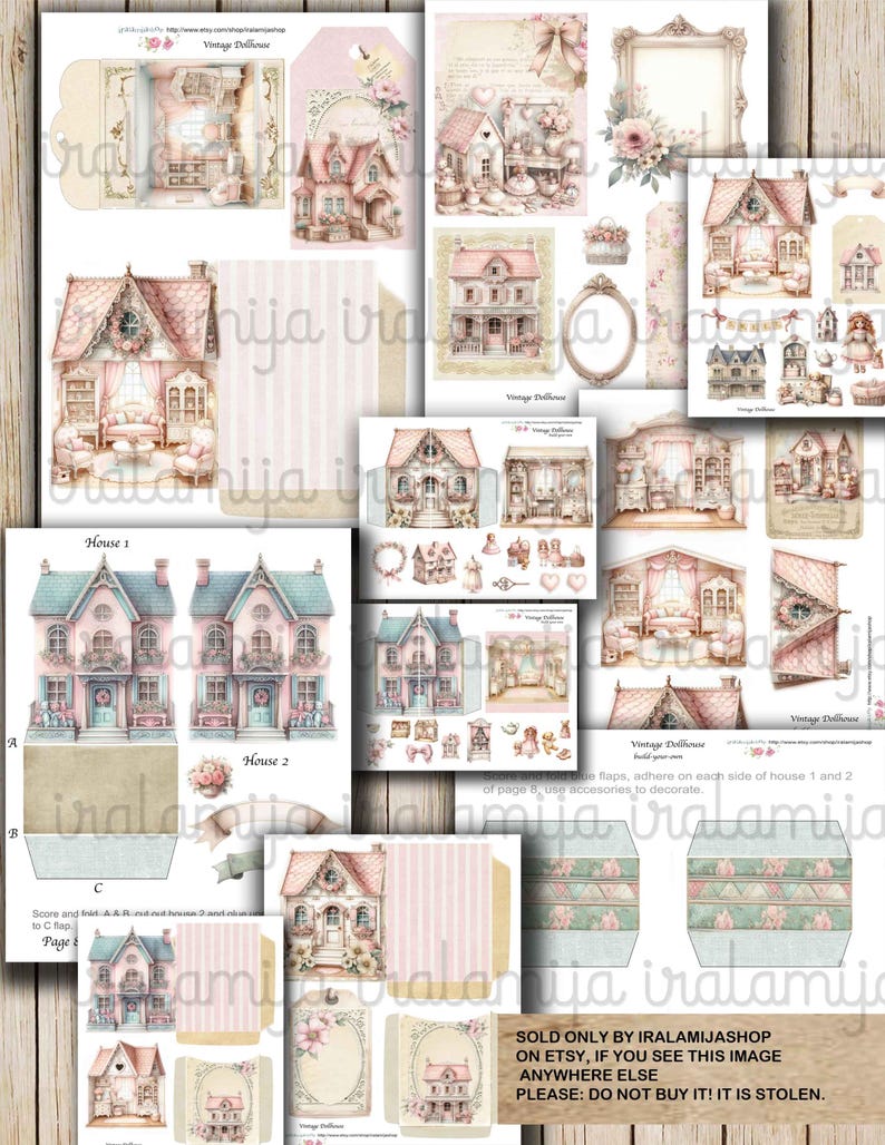 VINTAGE DOLLHOUSE Junk Journal Planner Digital Download Dolls House Cut ...
