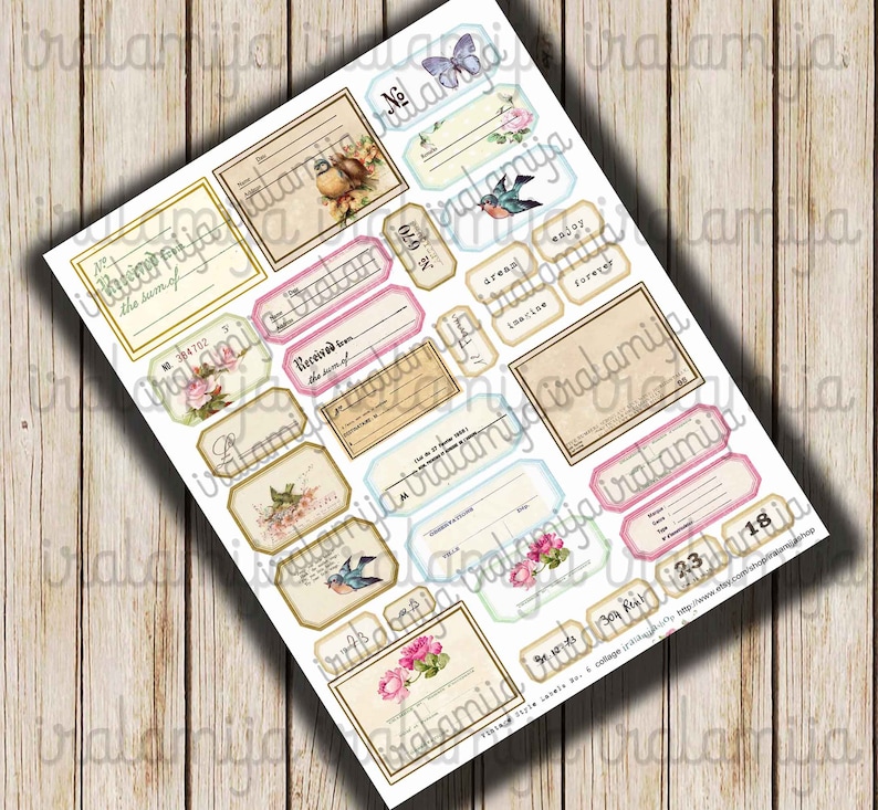 6 Digital Images printable download Labels Vintage Labels Vintage Label Old Labels Printable Labels Vintage Style Labels No
