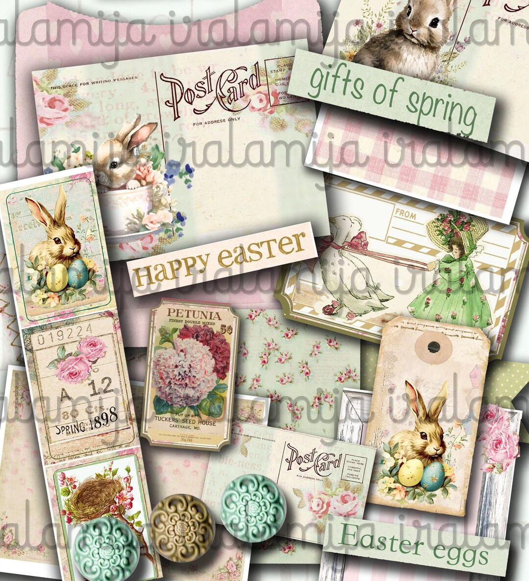 HELLO SPRING Junk Journal, Digital Papers, Journal Pages, Easter ...