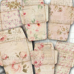 Kit de diario basura con sobres florales, sobres de papel, sobres estilo vintage florales, diario de rosas, descarga digital imprimible de Iralamijashop