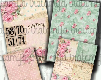 Digital Papers, Josephine Backgrounds,  Digital download, Scrapbook, Papercrafts, Cut Outs Junk Journal - Vintage Style Paper, Shabby
