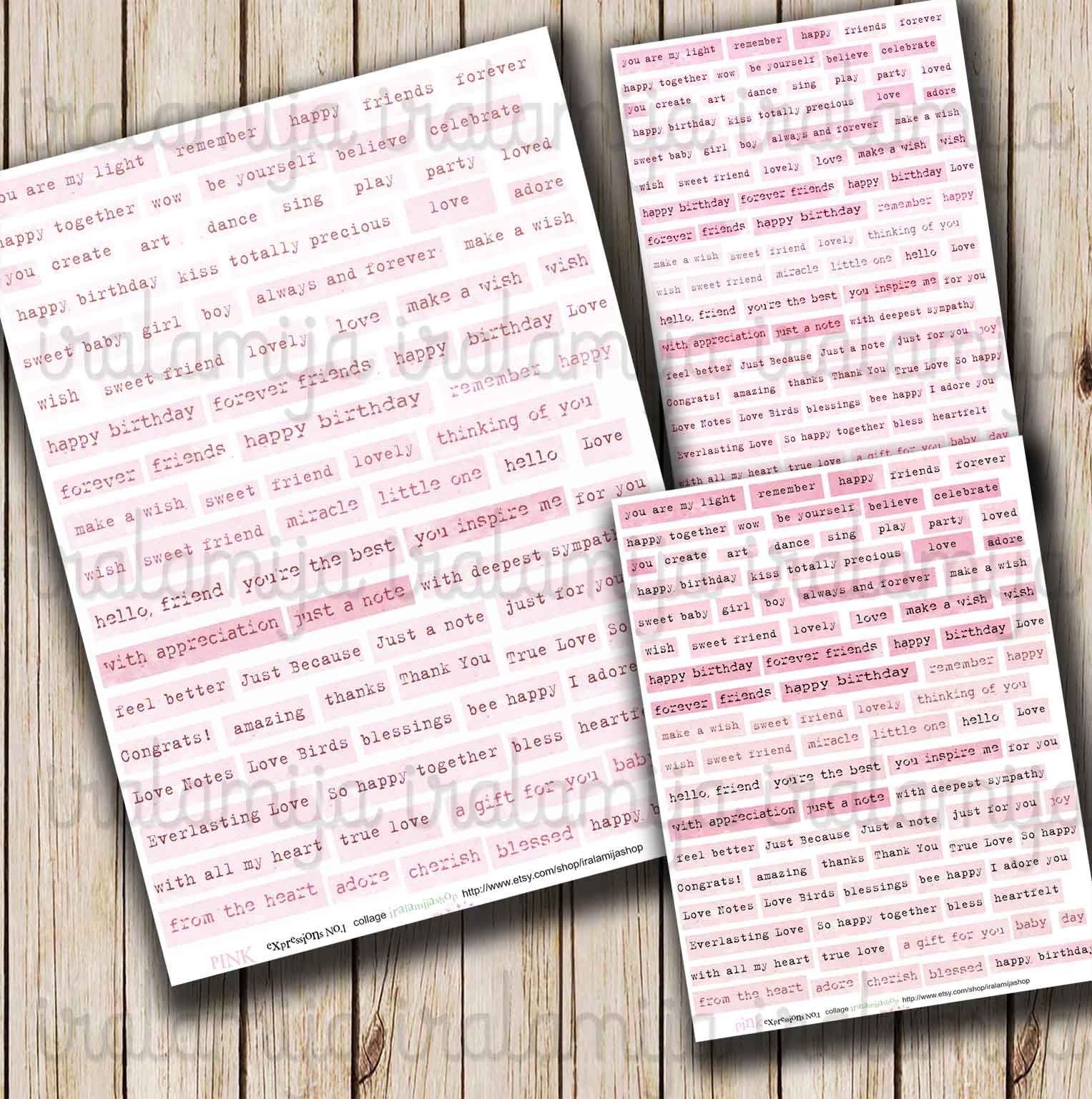 PINK EXPRESSIONS No.1 Collage Digital Images printable - Etsy