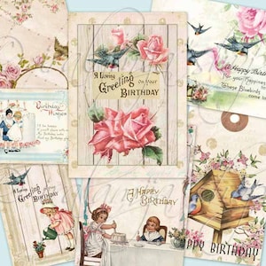 GEBURTSTAG Collage Digitalbilder-printable download Datei Scrapbook Printable Sheet