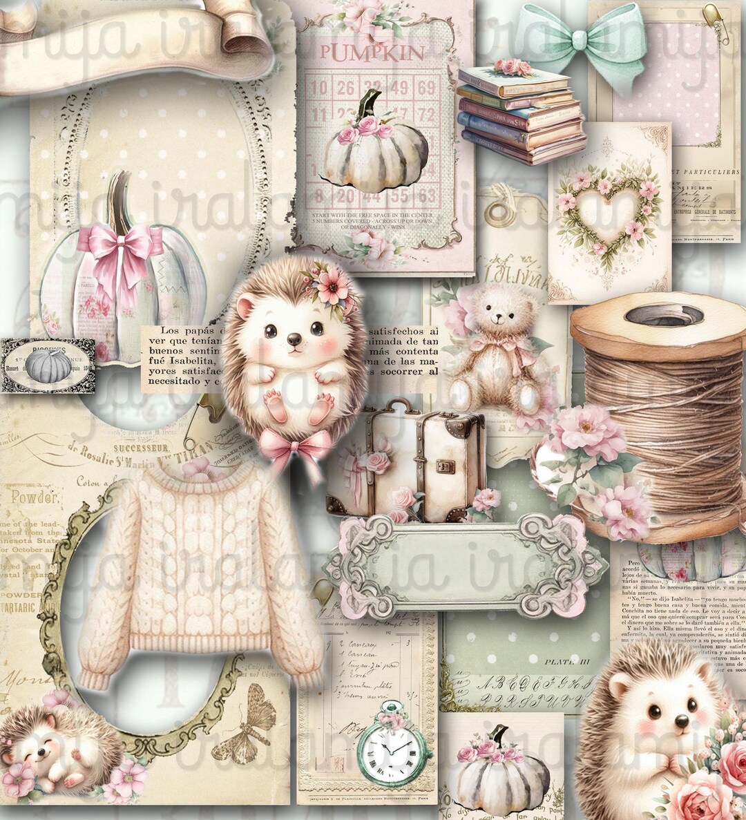 COZY AUTUMN Junk Journal Kit Printable Vintage Shabby Ephemera Autumn ...