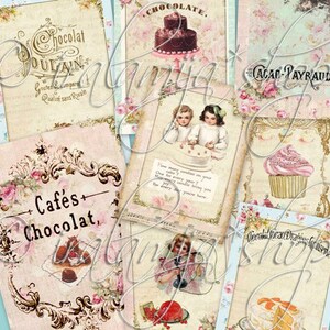 Geburtstag Karten zum Ausdrucken / CHOCOLAT AND SWeeT / Digitale Bilder / Download / Druckbare Tags / Geburtstags Geschenkanhänger / Vintage Geschenkanhänger