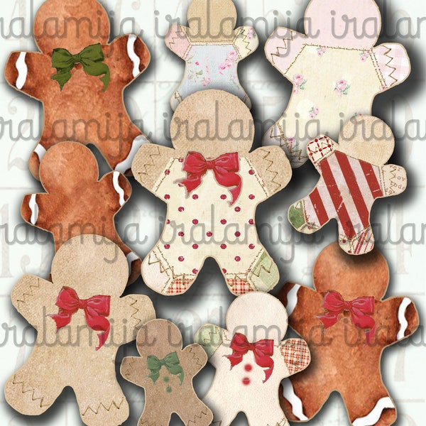 GINGERBREAD Man Printable Images /printable download / Christmas Printable / Christmas/ Gingerbread Printable  / Gingerbread Man tags