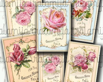 SHABBY GARDEN   Collage Digital Images -printable download file- Scrapbook paper