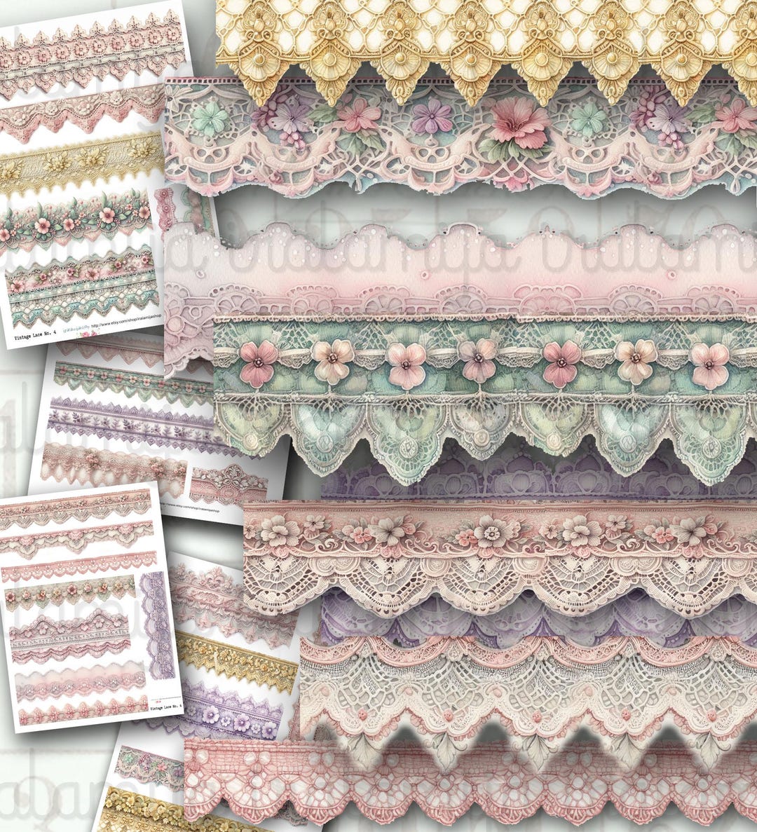 VINTAGE LACE No. 4 Junk Journal Kit Printable Vintage Ephemera Journal ...