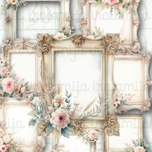 MARCOS ROMÁNTICOS N.° 2 Kit de diario Papeles románticos florales desgastados para efímeras Marcos vintage desgastados Descarga digital Imprimible Iralamijashop