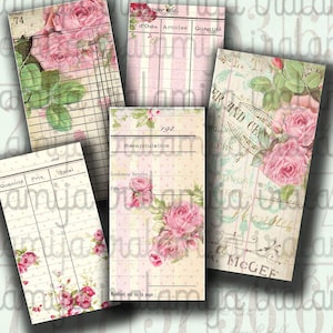 LEDGER TAGS collage Digital Images -printable download file- Digital Collage Sheet Vintage Paper Scrapbook Jewelry Holders