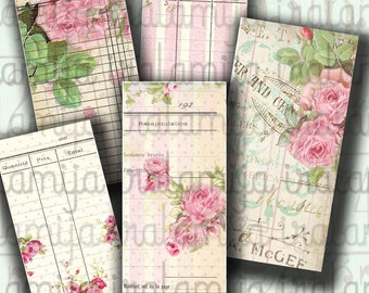 LEDGER TAGS collage Digital Images -printable download file- Digital Collage Sheet Vintage Paper Scrapbook Jewelry Holders