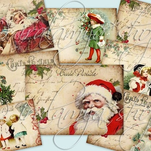 CHRISTMAS STORY collage digitale afbeeldingen - afdrukbaar downloadbestand / afdrukbare kersttags / afdrukbare kerstmis / kerst / tags