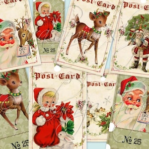 CHRISTMAS CAROL collage Digital Images  -printable download file- Christmas Tags