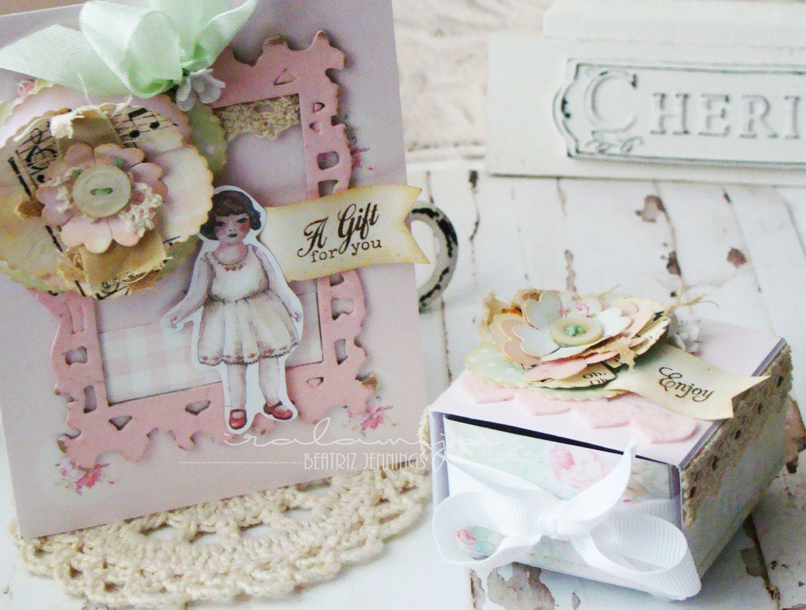 Card and Box Set / Handmade Card / Gift set Shabby Chic Etsy