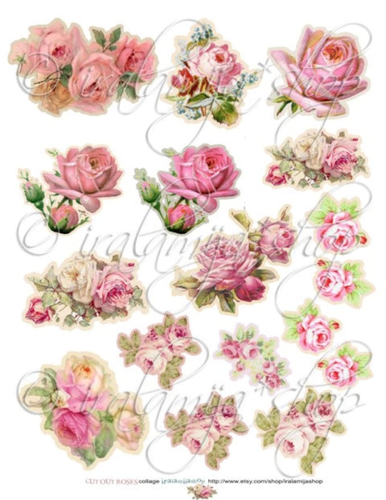 CUT OUT ROSeS Printable Digital Images / printable Roses / | Etsy